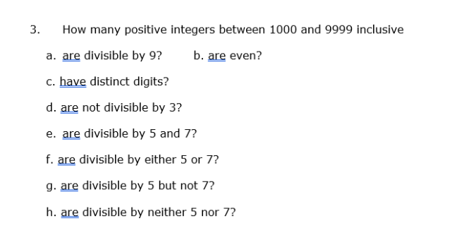 Solved 3. How many positive integers between 1000 and 9999 | Chegg.com