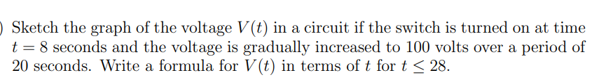 Solved Sketch the graph of the voltage V(t) in a circuit if | Chegg.com