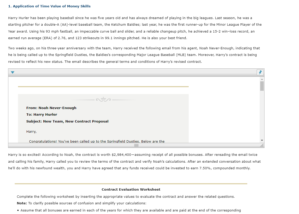 1. Application of Time Value of Money Skills starting | Chegg.com