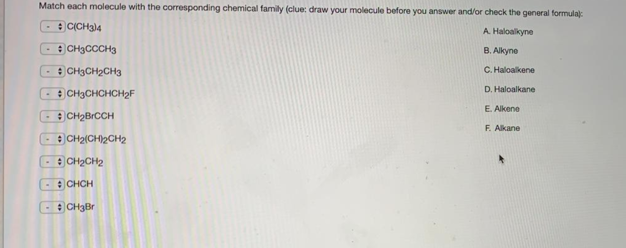 Solved Match each molecule with the corresponding chemical | Chegg.com