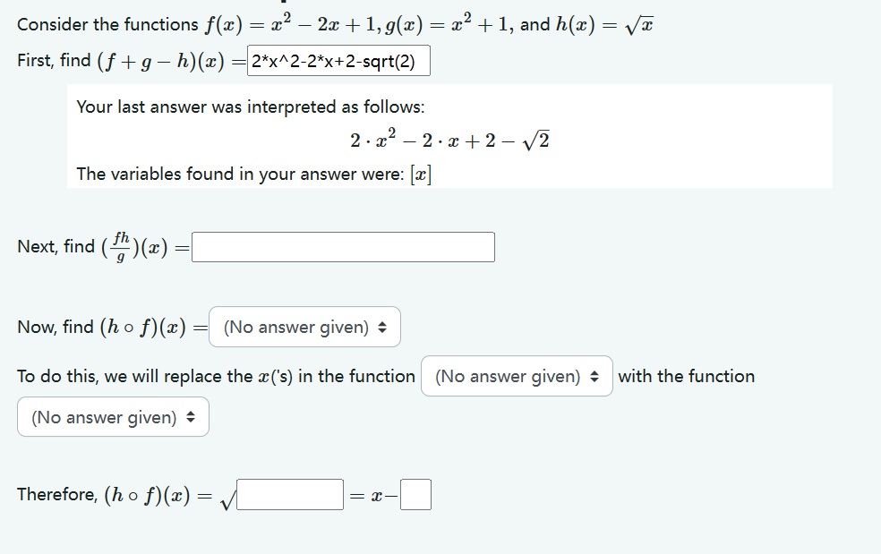 Solved Consider The Functions Fxx2 2x1gxx21 ﻿and