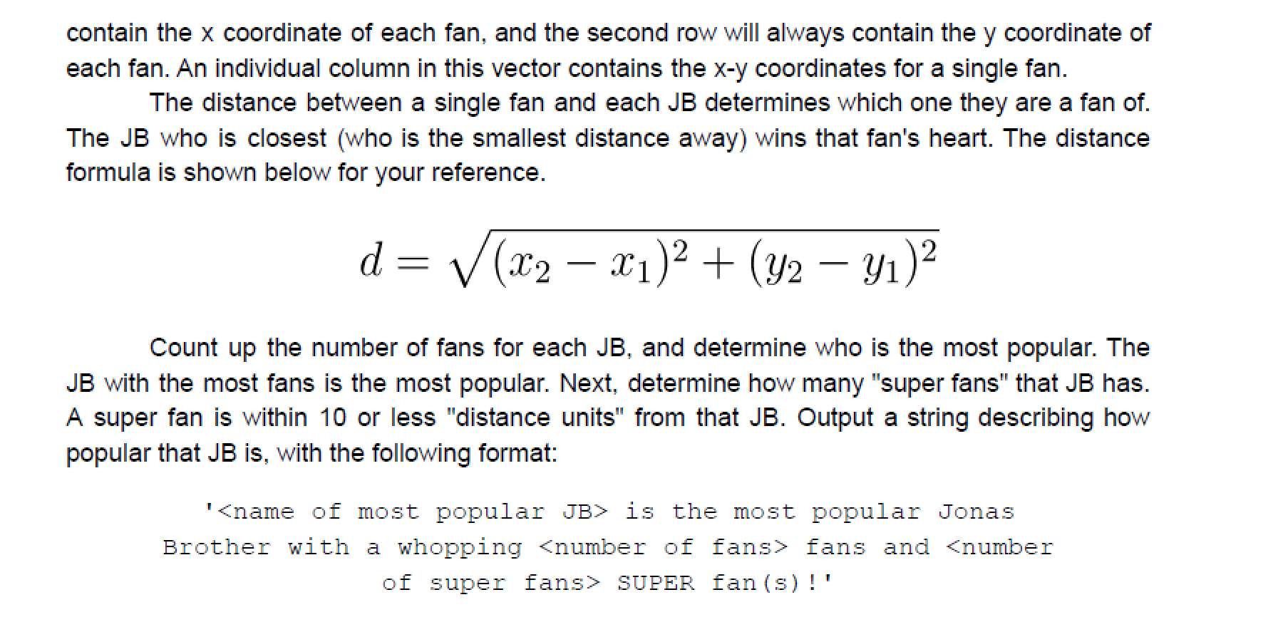 Function Name: jonasBrothers Inputs: 1. (struct) 1x1 | Chegg.com