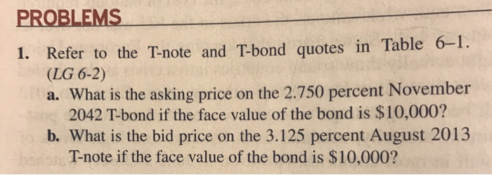 Solved PROBLEMS 1. Refer to the T-note and T-bond quotes in | Chegg.com