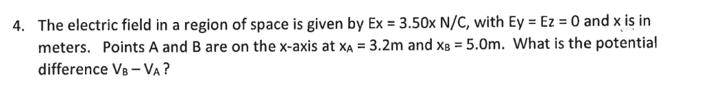 Solved The electric field in a region of space is given by | Chegg.com