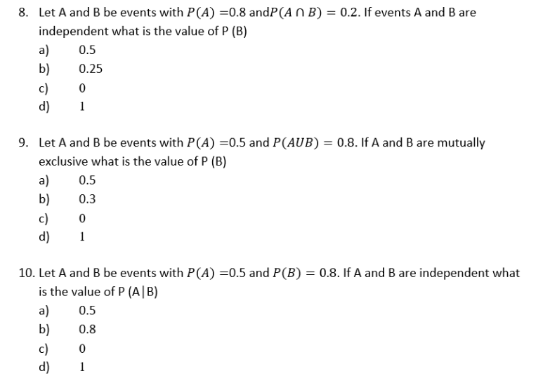 Solved 8. Let A And B Be Events With P(A)=0.8 And | Chegg.com