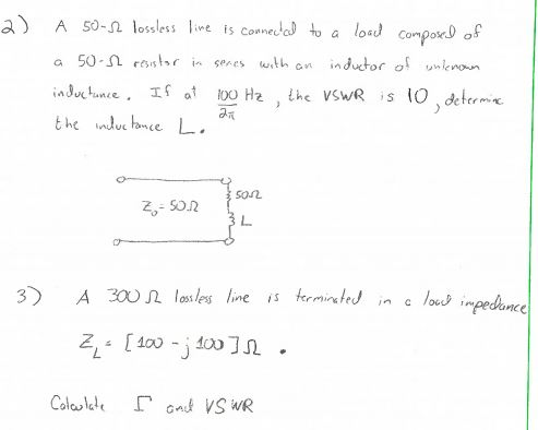 Solved A 50 ohm lossless line is connected to a load | Chegg.com