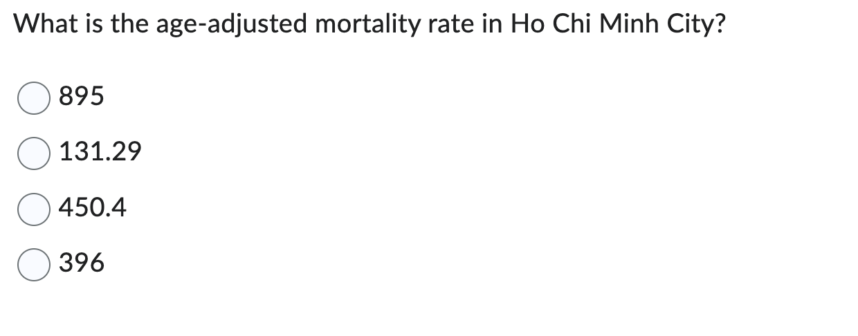 Solved Use The Mortality Data Provided In The Tables Below. | Chegg.com