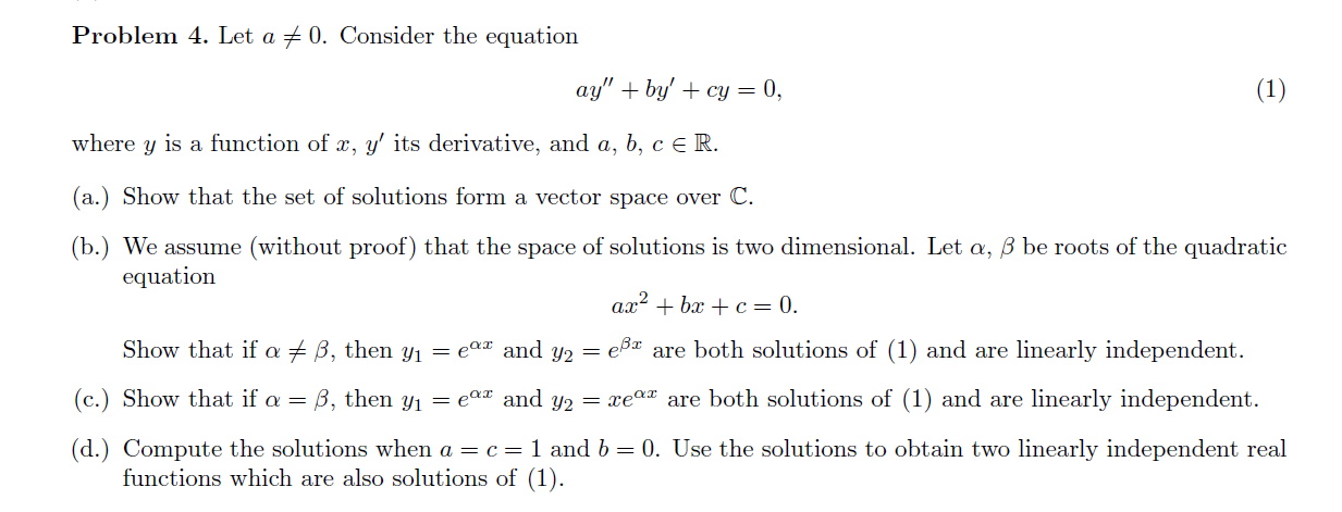 Solved Problem 4 . Let A =0. Consider The Equation | Chegg.com