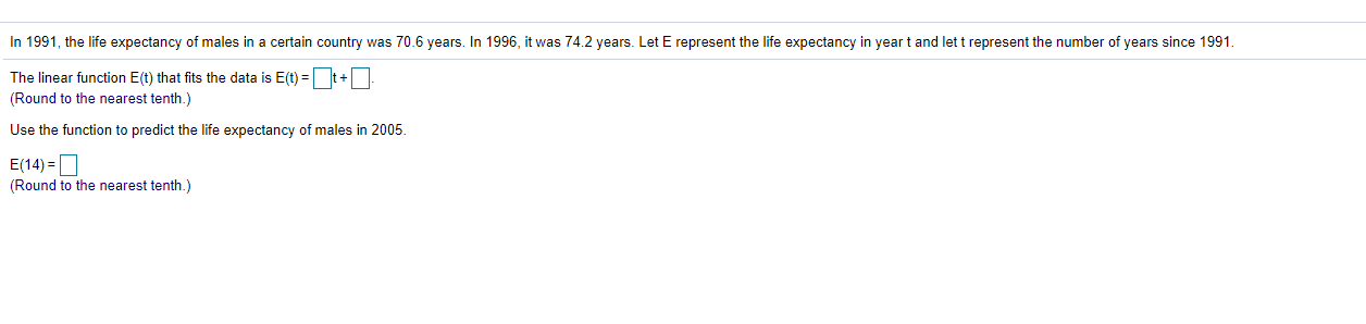 Solved In 1991, the life expectancy of males in a certain | Chegg.com