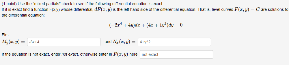 Solved (1 point) Use the 