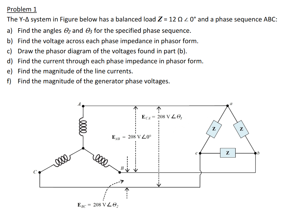 Solved Problem 1 The Y-A system in Figure below has a | Chegg.com