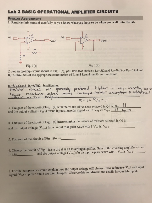 Solved Lab 3 BASIC OPERATIONAL AMPLIFIER CIRCUITS 1. Read | Chegg.com