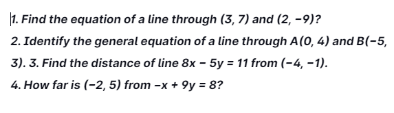 Solved 1. Find the equation of a line through (3, 7) and (2, | Chegg.com