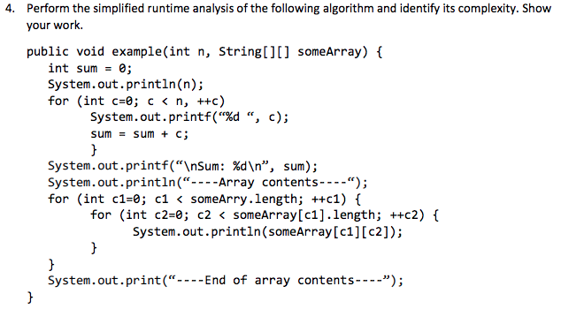Solved 4. Perform the simplified runtime analysis of the | Chegg.com