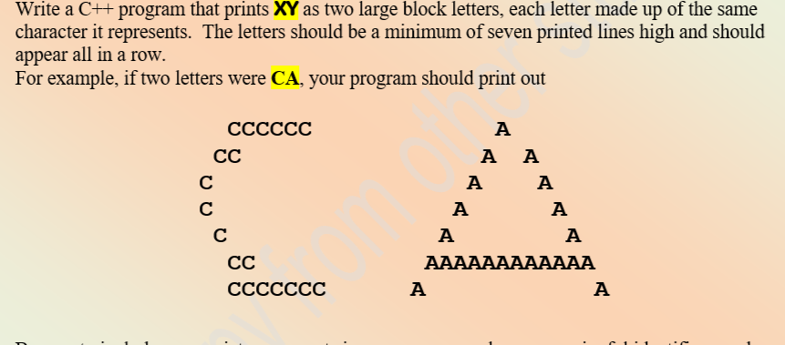 Solved Write a C program that prints XY as two large block