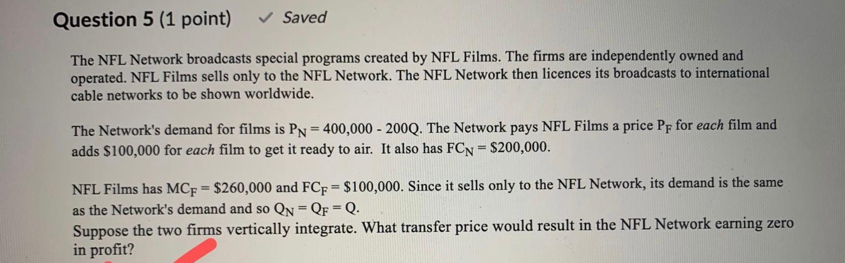 Solved The NFL Network broadcasts special programs created