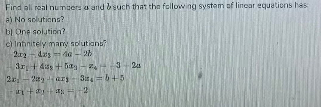 Solved Find All Real Numbers A And B Such That The Following | Chegg.com