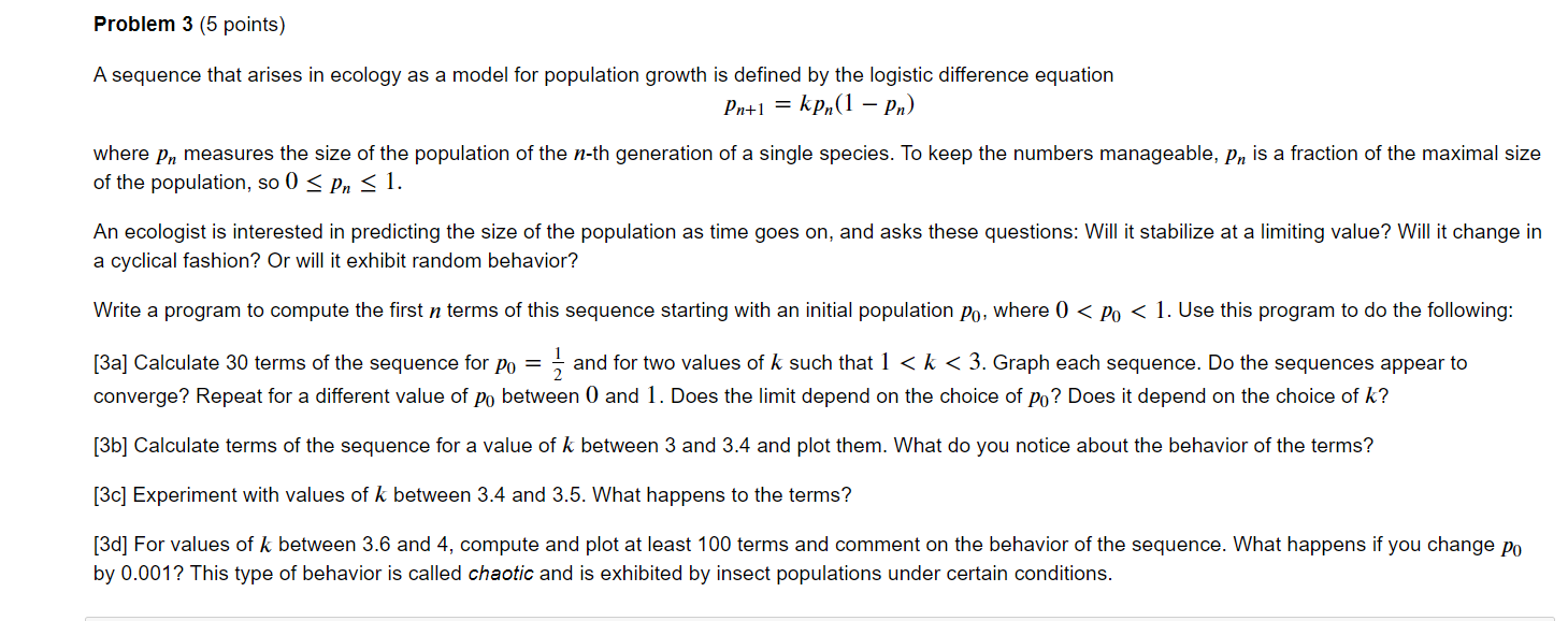 Solved Problem 3 (5 points) A sequence that arises in | Chegg.com