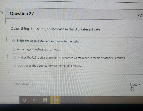 Solved Question 27 2 pm Other things the same, an increase | Chegg.com