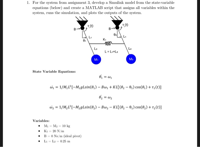 Solved Develop a simulink model for the state variable | Chegg.com