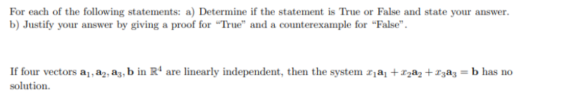 Solved For Each Of The Following Statements: A) Determine If | Chegg.com