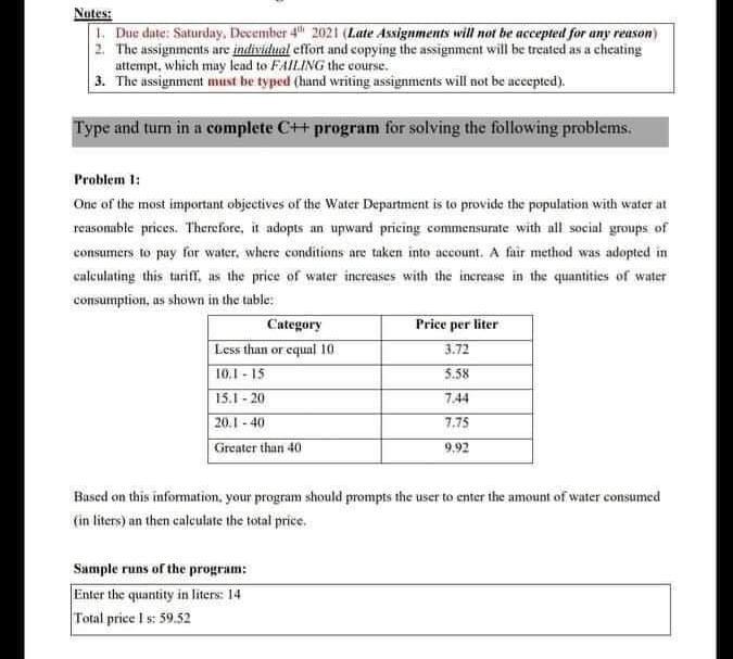 Solved Notes: 1. Due date: Saturday, December 4 2021 (Late | Chegg.com
