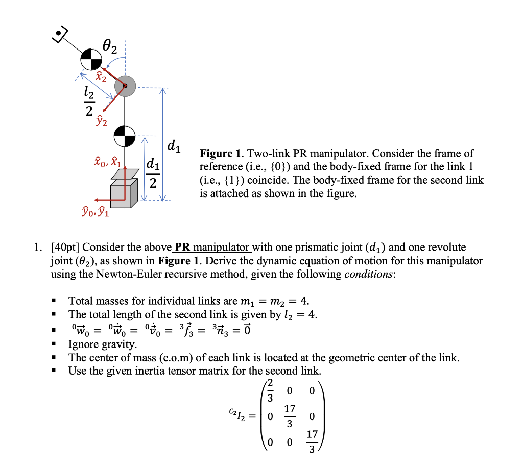 D Nil Di Figure 1 Two Link Pr Manipulator Con Chegg Com