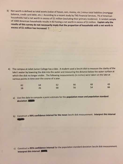 Solved 3) Net worth is defined as total assets (value of | Chegg.com