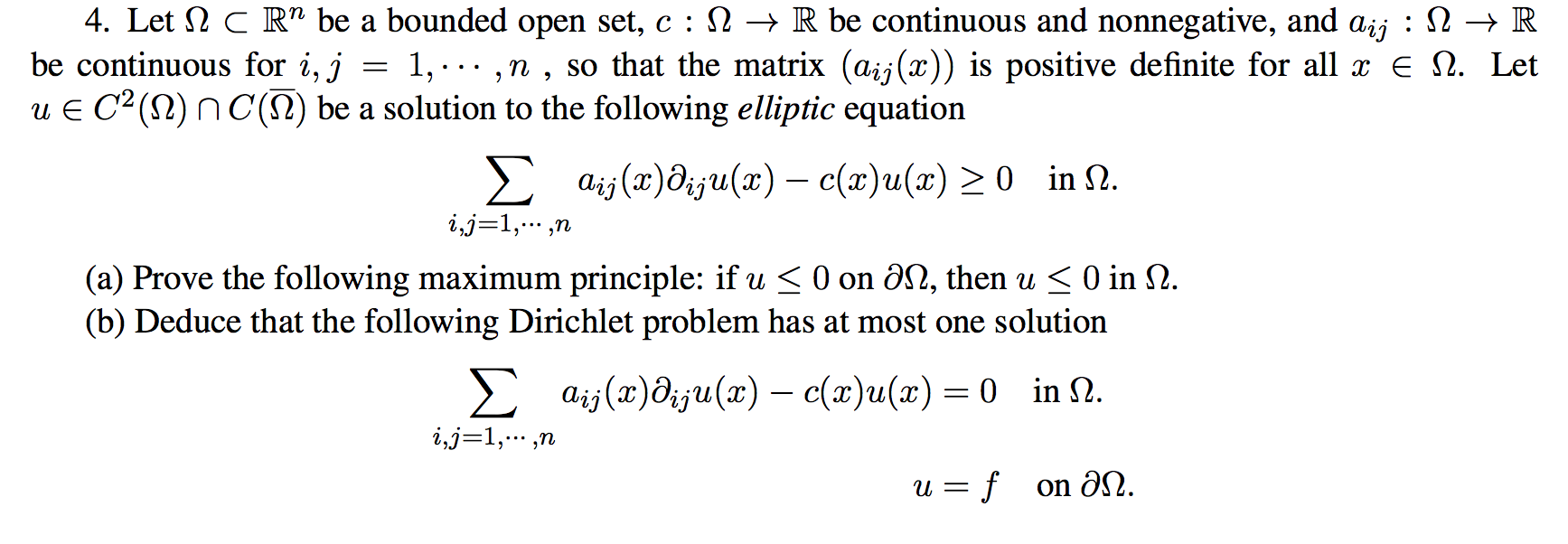 4. Let 2 C R™ be a bounded open set, c:N + R be | Chegg.com