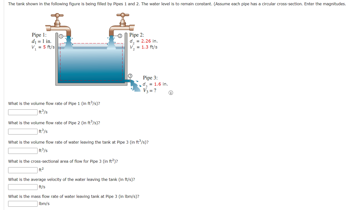Solved What is the volume flow rate of Pipe 1 (in ft3/s) ? | Chegg.com