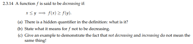 Solved 2.3.14 A function f is said to be decreasing if: * Sy | Chegg.com
