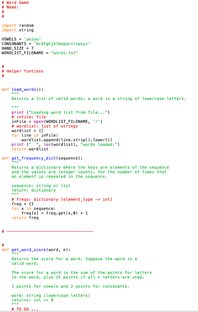 Solved # Word Game # Name: # # import random import string | Chegg.com