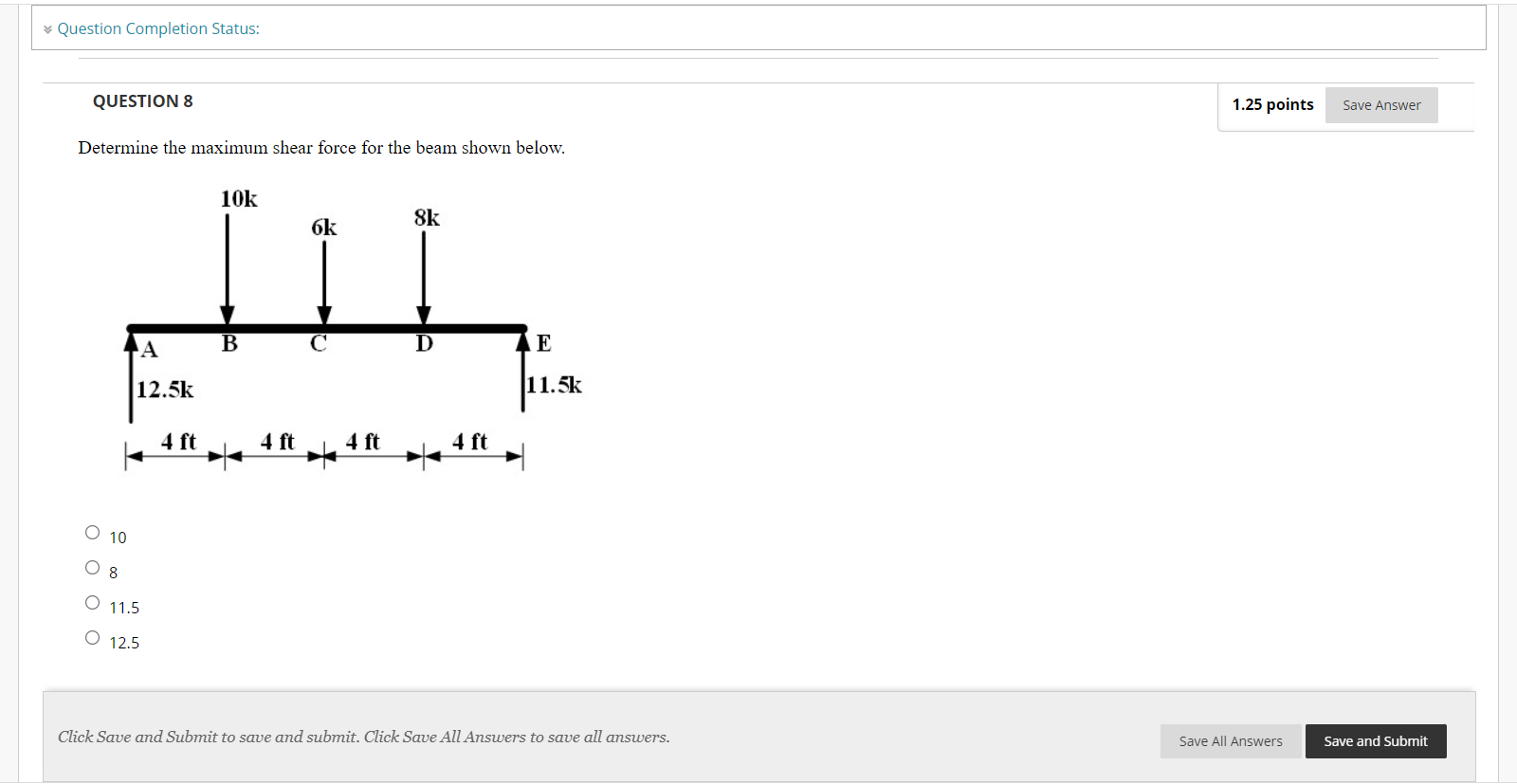 Solved Determine The Maximum Shear Force For The Beam Shown | Chegg.com