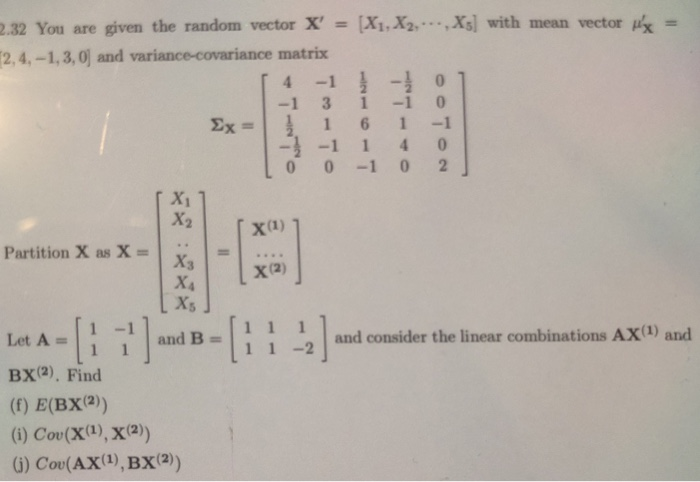 Solved You are given the random vector X' = [X1,X2, | Chegg.com