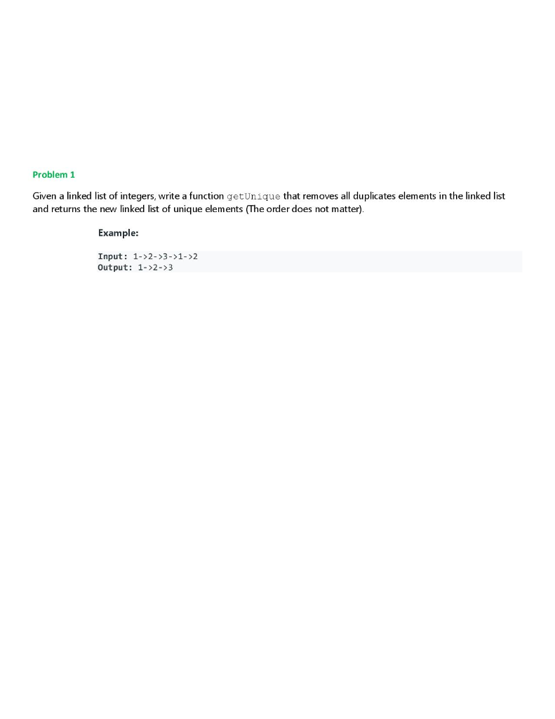 Solved Problem 1 Given A Linked List Of Integers Write A Chegg