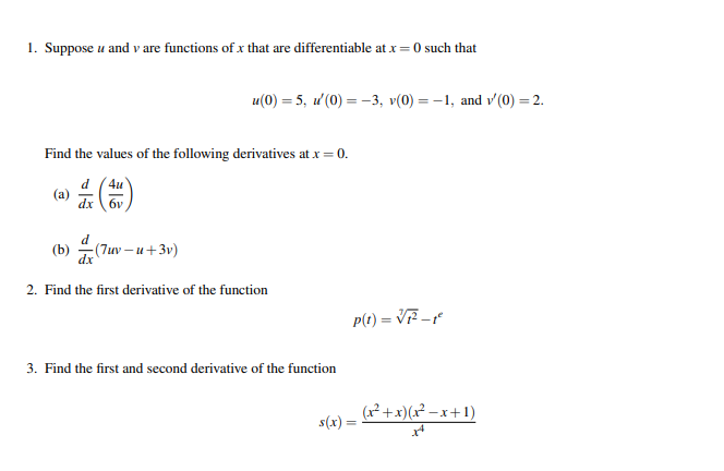 Solved 1 Suppose U And V Are Functions Of X That Are Dif Chegg Com