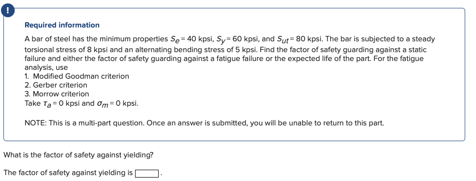 Solved Required information A bar of steel has the minimum | Chegg.com