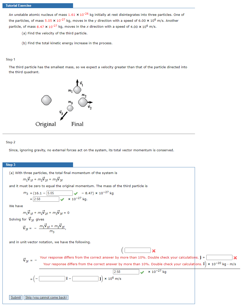 Solved Tutorial Exercise An Unstable Atomic Nucleus Of Mass | Chegg.com