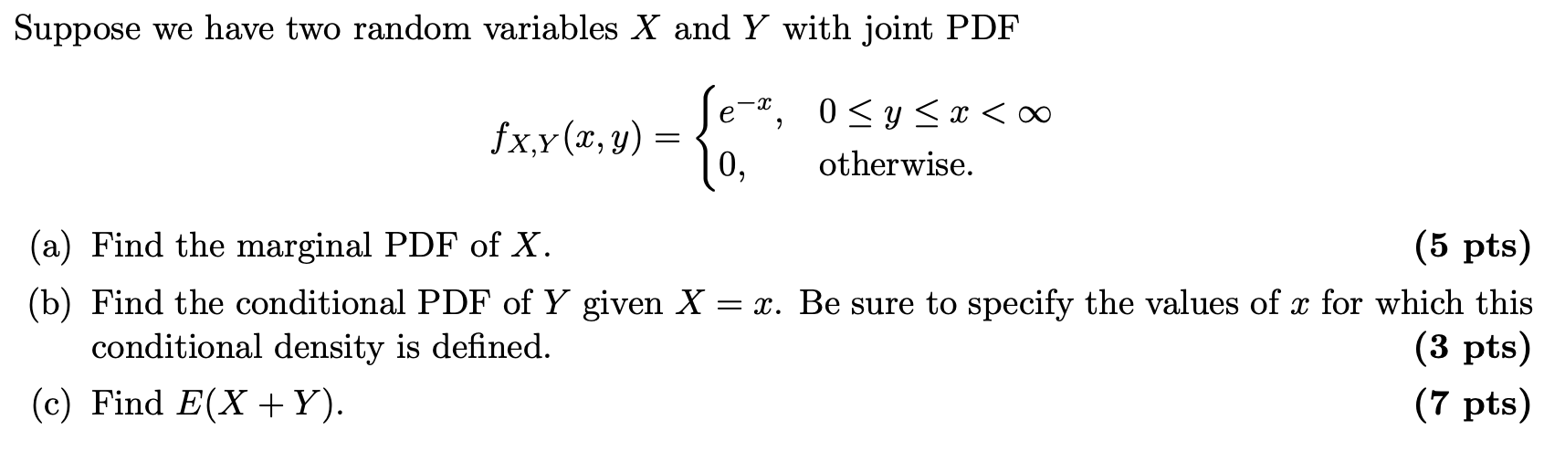 Solved Suppose we have two random variables X and Y with | Chegg.com