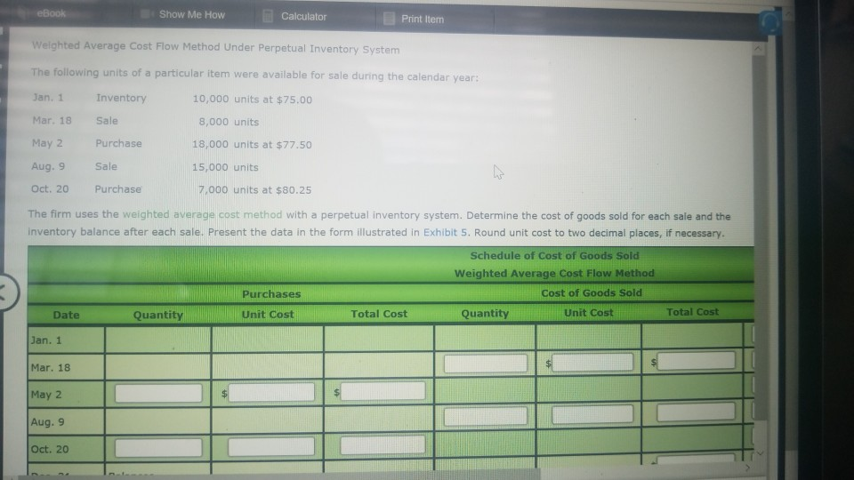 Solved eBook Show Me How Calculator Print Item Weighted | Chegg.com