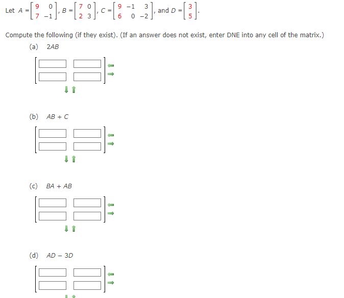 Solved (d) AD−3D []⇒ ↓ 『 (e) AC+BC [b⇒ (f) 2DA+B | Chegg.com