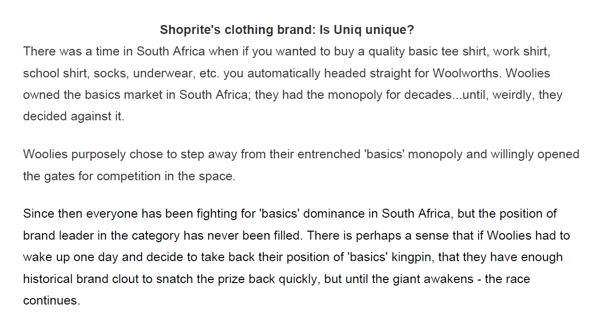 Solved Shoprite's clothing brand: Is Uniq unique? There was | Chegg.com