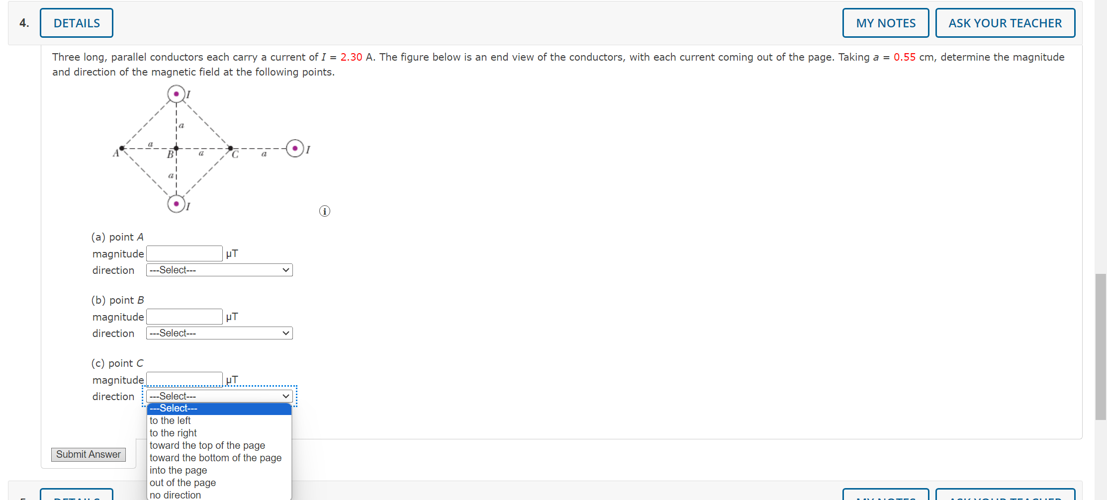 Solved hree long, parallel conductors each carry a current