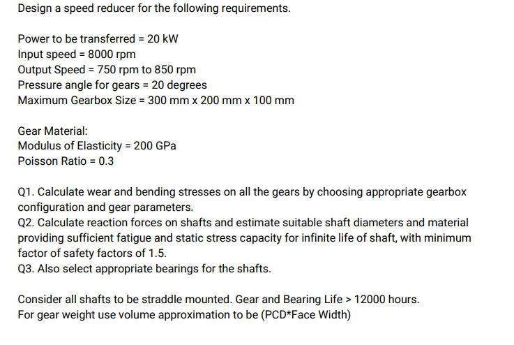 Speed Reduction Chapter 8 Design a speed reducer for the following | Chegg.com