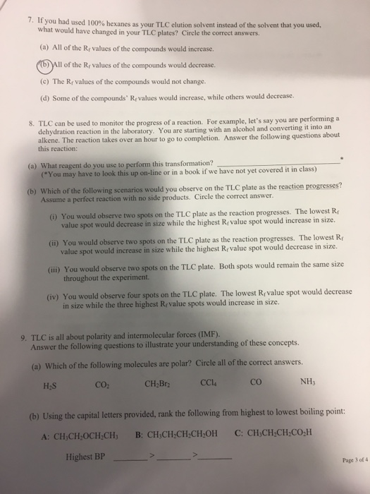 Solved If you had used 100% hexanes as your TLC elution | Chegg.com