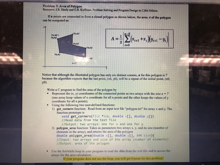 Solved Problem 2: Area of Polygon Resource: J.R. Hanly and | Chegg.com