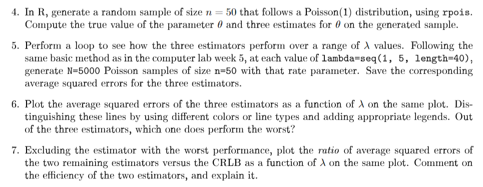 Solved 4. In R, generate a random sample of size n=50 that | Chegg.com