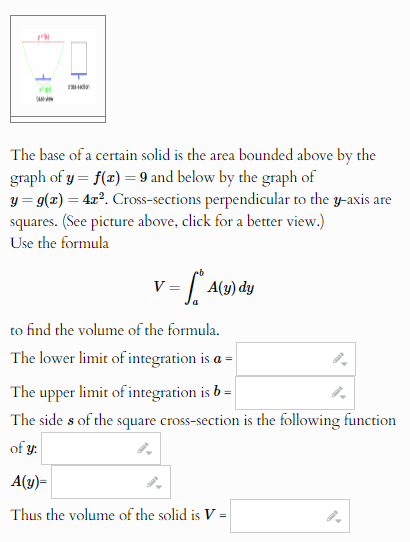 Solved The base of a certain solid is the area bounded above | Chegg.com