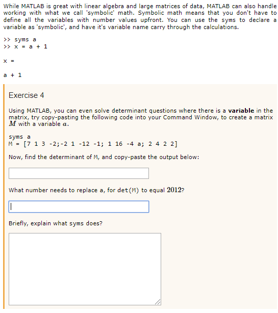 Solved While MATLAB is great with linear algebra and large | Chegg.com