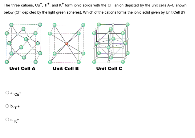 Solved The three cations, Cu+,TI+, ﻿and K+form ionic solids | Chegg.com